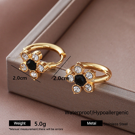304 Stainless Steel Pave Cubic Zirconia Hoop Earrings for Women LD1323-6-1