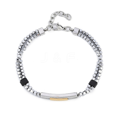 Synthetic Non-magnetic Hematite Beaded Bracelets BJEW-S156-05P-C-1