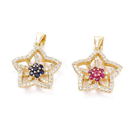 Brass Micro Pave Cubic Zirconia Pendants ZIRC-A019-03G-1