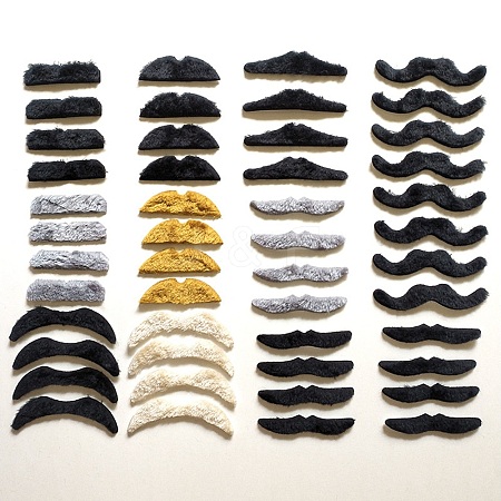 48Pcs Self-adhesive Polyester Beards and Mustaches for Masquerade Party Halloween Chrismas Cosplay Costume Supplies DIY-WH0430-037-1