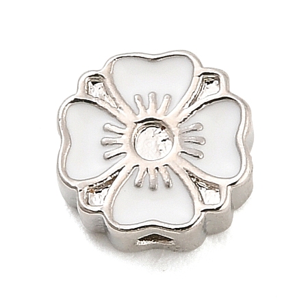 Flower Brass Enamel Bead Rhinestone Settings KK-H527-01P-02-1