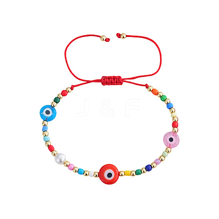 Handmade Lampwork & Glass & Brass Beads Braided Bead Bracelets OA0738-3-1