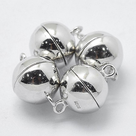 Anti-Tarnish Rhodium Plated 925 Sterling Silver Magnetic Clasps STER-F037-098P-8mm-1
