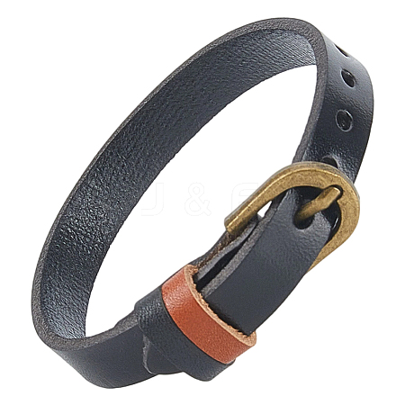 Cattlehide Adjustable Bracelets for Men Women BJEW-WH20001-06B-1