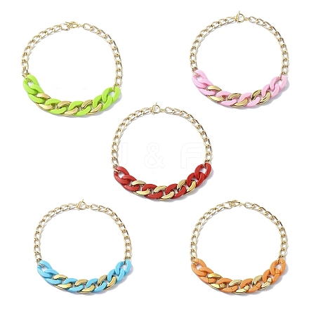 Acrylic & Aluminum Curb Chain Necklace NJEW-JN04554-1