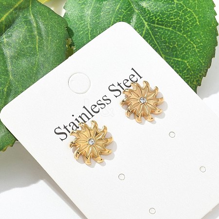 304 Stainless Steel Rhinestone Stud Earrings for Women LS-STAS-Z117-13G-1