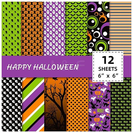 Halloween Pumpkin Spider Pattern Scrapbooking Paper PW-WG6476F-01-1