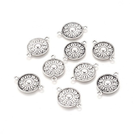 Flat Round Tibetan Style Alloy Links connectors TIBEP-R345-11AS-RS-1