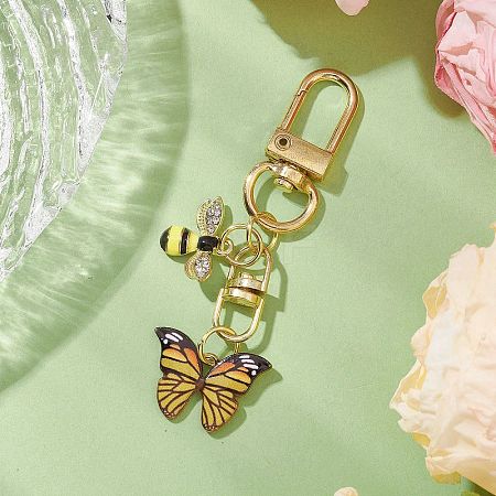 Butterfly Bees Alloy Enamel Pendant Decorations HJEW-JM02688-06-1