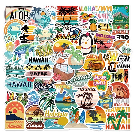 50Pcs Hawaii PVC Self Adhesive Stickers Set STIC-C003-04-1