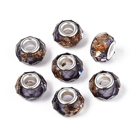 Transparent Resin Rondelle European Beads RESI-N044-01L-1