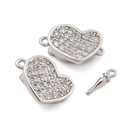 Brass Micro Pave Clear Cubic Zirconia Box Clasps KK-C075-14P-1