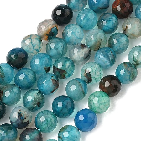Dyed Natural Agate Faceted Round Beads Strands G-E320E-8mm-15-1