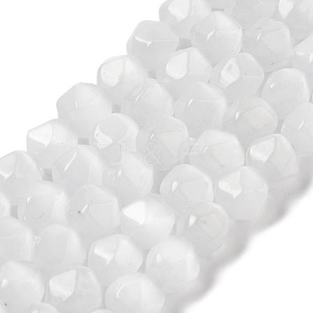 White Cat Eye Beads Strands G-Q169-E10-01-1