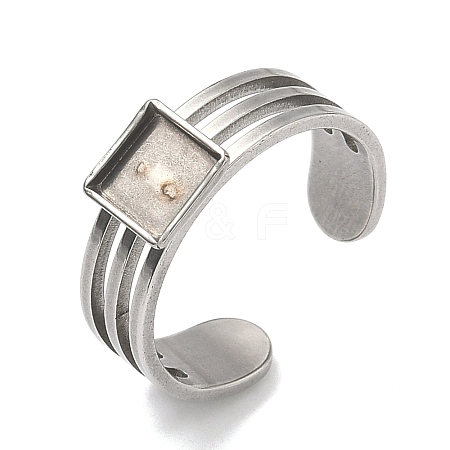 304 Stainless Steel Cuff Ring Findings STAS-B126-12A-P-1