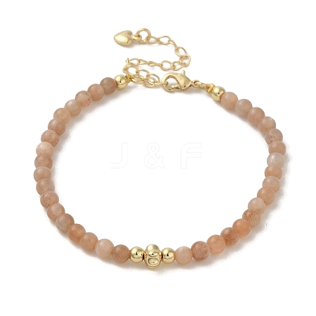 4mm Round Natural Sunstone Beaded Bracelets BJEW-P318-03G-05-1