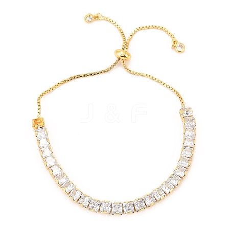 Adjustable Brass Micro Pave Cubic Zirconia Tennis Bracelets BJEW-F416-04G-1