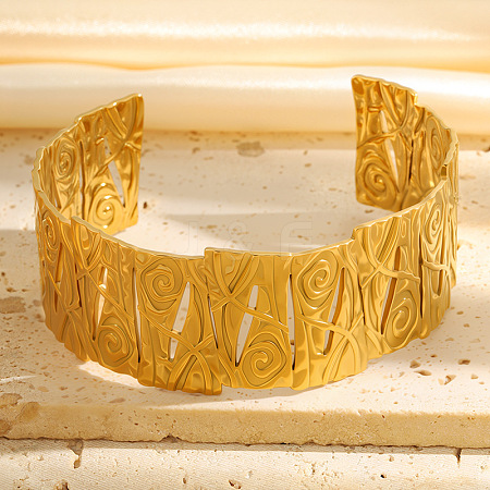 Textured 304 Stainless Steel Cuff Bangles WG07403-01-1