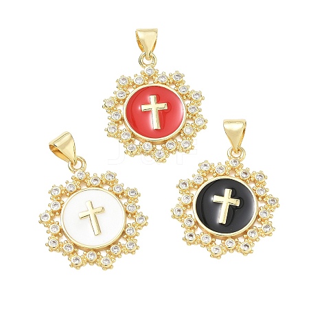 Religion Cross Brass Micro Pave Clear Cubic Zirconia Pendants CU-CBA83A6-03D-G-1