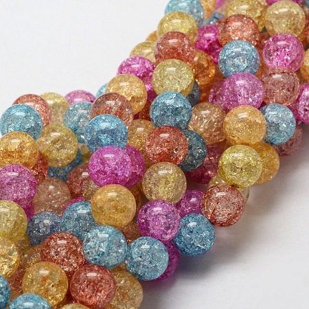 Dyed Crackle Glass Round Beads Strands CCG-UK0001-01-4mm-1