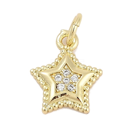Brass Micro Pave Cubic Zirconia Pendants KK-Q028-39G-1