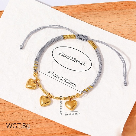 Boho 304 Stainless Steel Charm Braided Cotton Cord Adjustable Bracelets WG43BF0-04-1
