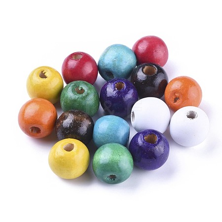 Dyed Natural Wood Beads WOOD-Q006-18mm-M-LF-1