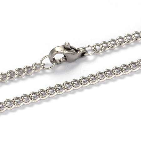 304 Stainless Steel Twisted Chain Curb Chain Necklaces NJEW-L416-04P-1