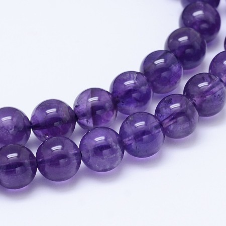 Round Natural Amethyst Bead Strands G-L446-12-1
