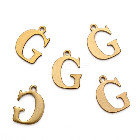 304 Stainless Steel Alphabet Charms STAS-H122-G-AB-1