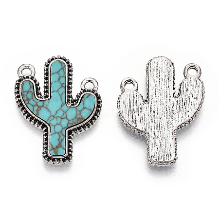 Alloy Pendants with Synthetic Turquoise PALLOY-TADZ0001-02AS-1