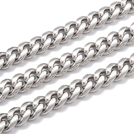 Tarnish Resistant 304 Stainless Steel Cuban Link Chain STAS-B019-02B-P-1