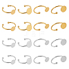 16Pcs 8 Styles Stainless Steel Cuff Ring Components STAS-DR0001-17-1