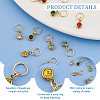 40Pcs 10 Color PVD Vacuum Plating Real 18K Gold Plated 201 Stainless Steel Rhinestone Charms PALLOY-AB00194-4