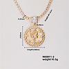 Fashion Brass Rhinestones Flat Round Pendant Necklace for Women AB9344-3-1