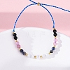 Faceted Round Natural Black Agate & Sodalite & Rose Quartz & Quartz Crystal Braided Bead Bracelets BJEW-F493-09G-02-4