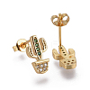 Brass Micro Pave Cubic Zirconia Stud Earrings EJEW-F201-27G-2