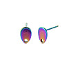 Rainbow Color 304 Stainless Steel Stud Earring Findings STAS-N098-022-3