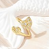 Brass Micro Pave Clear Cubic Zirconia Cuff Rings for Women RJEW-A061-01G-5