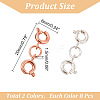 Unicraftale 16Pcs 2 Colors Stainless Steel Double Spring Ring Clasps STAS-UN0051-02-3