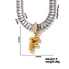 Golden Tone Brass Pave Clear Cubic Zirconia Letter Pendant Necklaces for Women YX4437-6-1