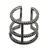 Brass Triple Lines Open Cuff Ring with Cubic Zirconia RJEW-Q781-03-3