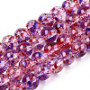 Baking Painted Transparent Glass Bead Strands DGLA-R053-02G-1