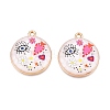 Printed Rack Plating Alloy Enamel Pendants ENAM-T020-02E-1