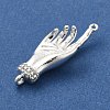 Brass Micro Pave Clear Cubic Zirconia Palm Connector Charms KK-C072-13S-2