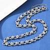 8MM 304 Stainless Steel Textured Ring Link Chain Necklaces NJEW-Z105-04P-03-3