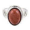 Natural Mixed Gemstone Oval Finger Rings RJEW-N044-03-4
