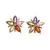 Brass Micro Pave Cubic Zirconia Stud Earrings EJEW-R018-10G-03-4