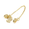 Brass Pave Clear Cubic Zirconia European Safety Chains with Charms KK-L236-16E-G-2
