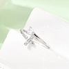 Adjustable Brass Micro Pave Cubic Zirconia Cuff Open Rings CU-CBABA66-05P-3